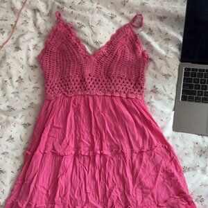 Charlotte Russe Pink Crochet Dress (Small)